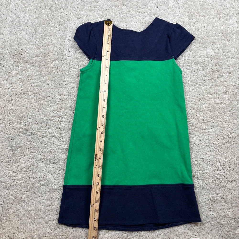 Gymboree Girls Navy Blue Green Color Block Button‎ Pocket Dress Size 7